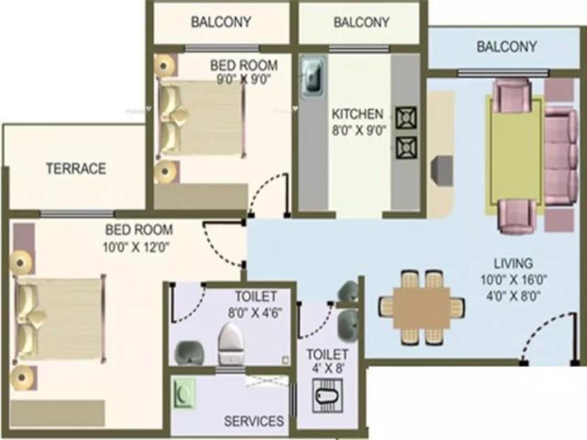 2 غرف نوم منزل في Mumbai, India رقم 63940