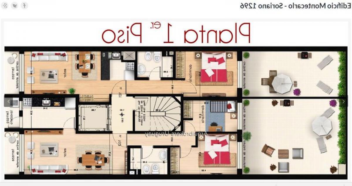 Квартира с 2 спальнями в Монтевидео, Уругвай № 1068