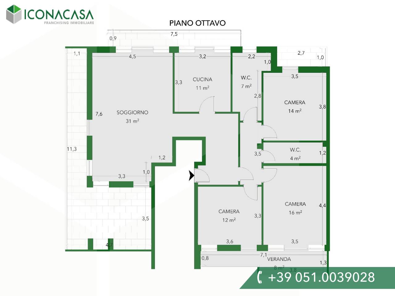 5 rooms Penthouse in Bologna, Italy No. 20667