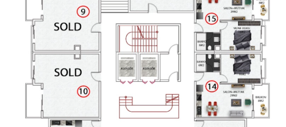 Квартира 1+1 в Авсаллар, Турция № 10787 6
