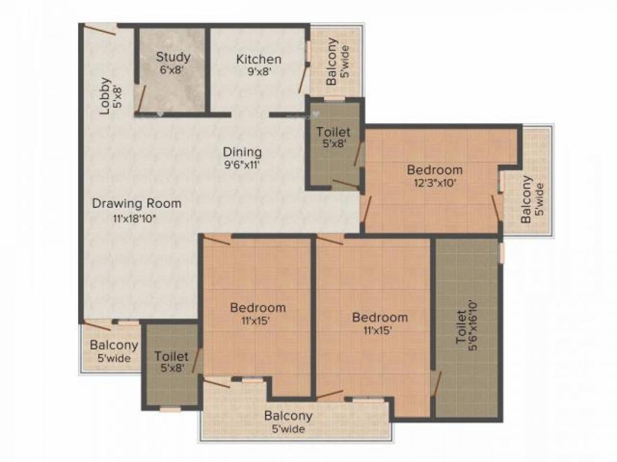 3 Schlafzimmer Haus in Ghaziabad, India, Nr. 61786