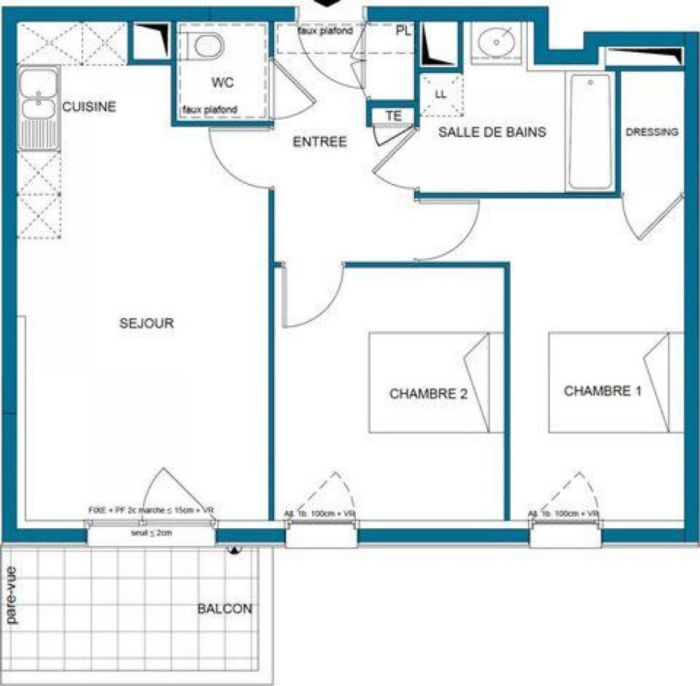 Кондоминиум  с 2 спальнями в Коломб, Франция № 34287