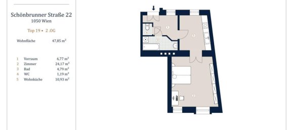 2غرفة شقة في Margareten, Austria رقم 2658 10