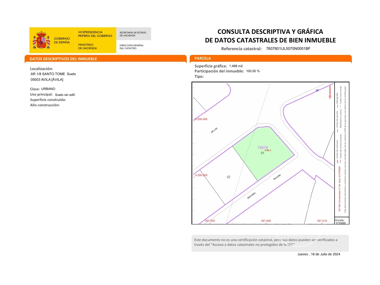 Terrain à Avila, Spain 1468m² No. 86954