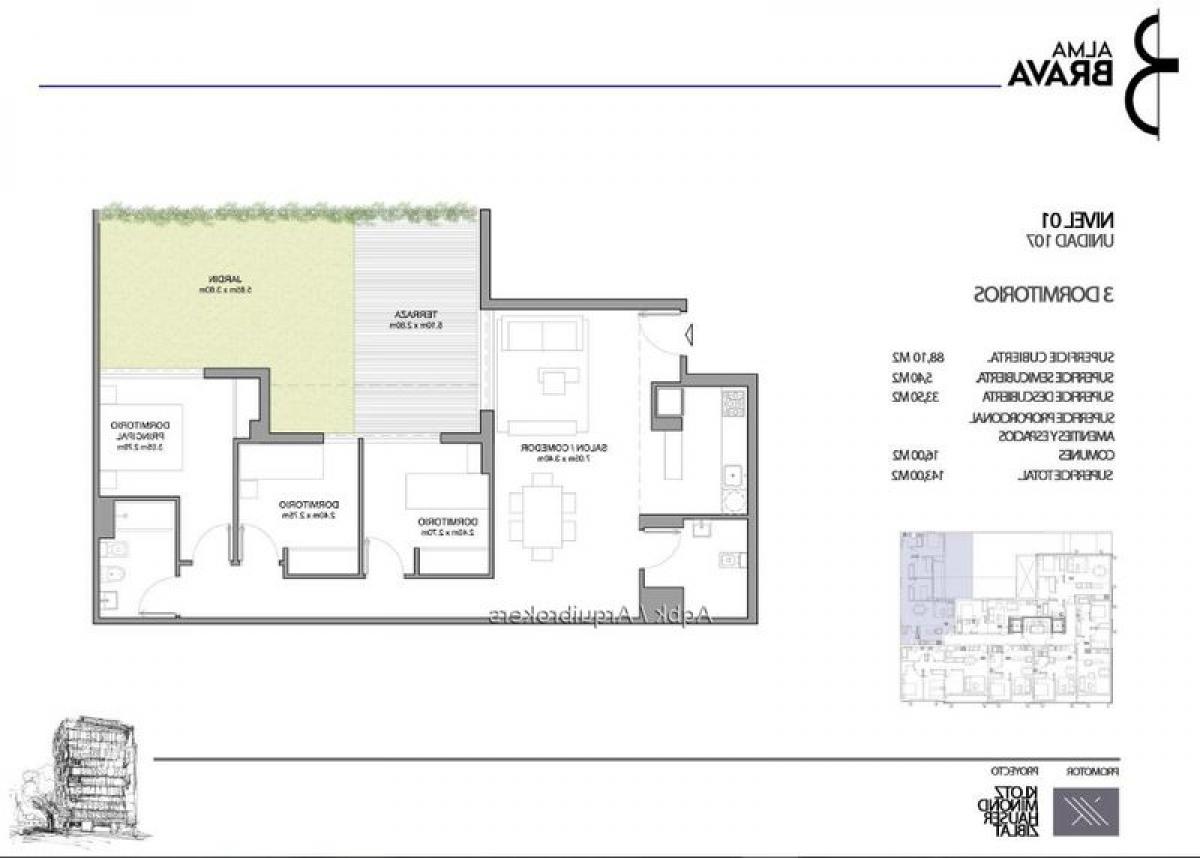3 chambres Appartement à Montevideo, Uruguay No. 9100