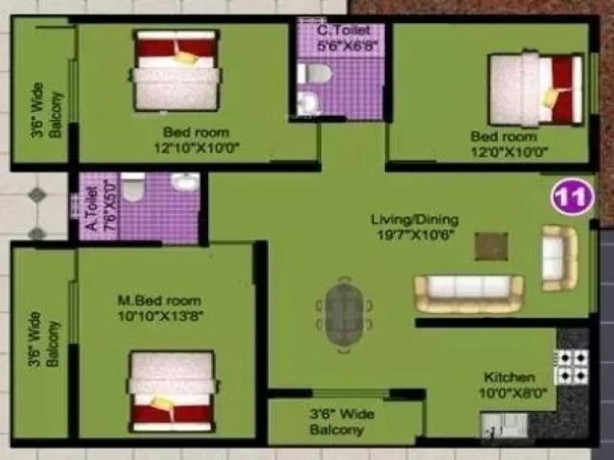 Casa de 3 dormitorios en Bangalore, India No. 5210