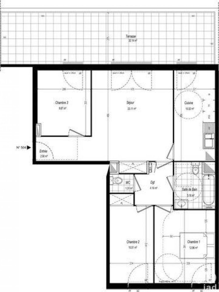 شقة 3 غرف نوم  في Argenteuil, France رقم 36911