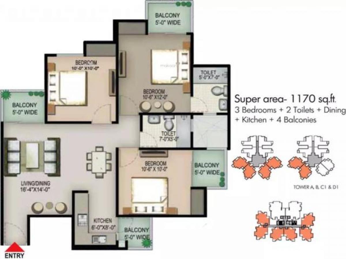 3 Schlafzimmer Haus in Noida, India, Nr. 66926