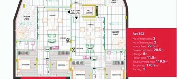 2 Schlafzimmer Wohnung in Mesa Geitonia, Cyprus, Nr. 19294 3