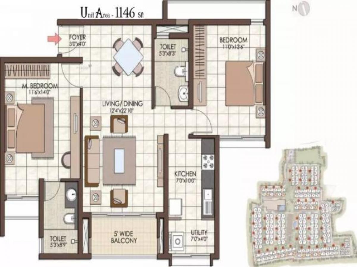 2 غرف نوم منزل في Bangalore, India رقم 44744