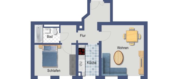 Квартира с 1 спальней в Лейпциг, Германия № 34489 34