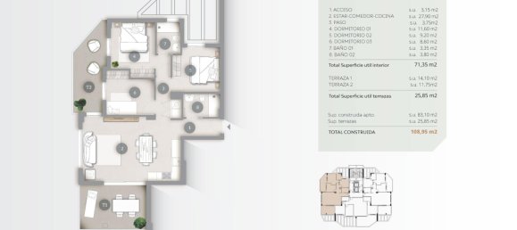 3 غرف نوم شقة في Calpe, Spain رقم 6578 5