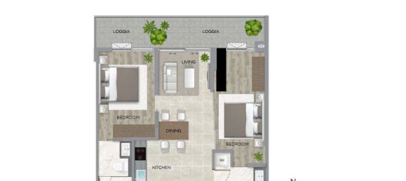 Apartamento com 2 quartos em condomínio em The Filmore Da Nang Hai Chau, Vietnam N.º 20174 8