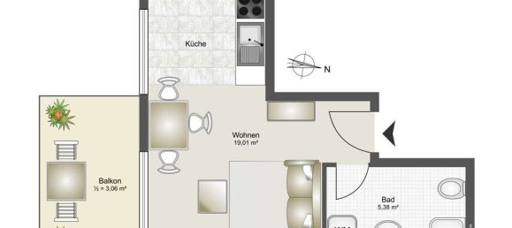 Квартира с 1 спальней в Фрайбург им Брайсгау, Германия № 267327 24