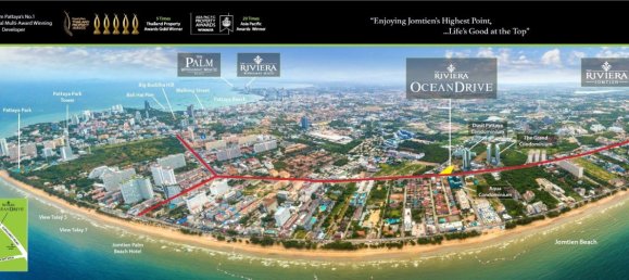 Кондоминиум  с 2 спальнями в The Riviera Ocean Drive, Паттайя, Таиланд № 32750 3