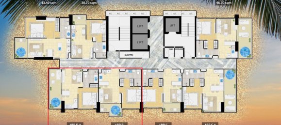 Кондоминиум  с 2 спальнями в The Riviera Ocean Drive, Паттайя, Таиланд № 32750 2