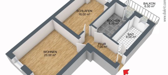 Квартира с 1 спальней в Хемниц, Германия № 22119 16