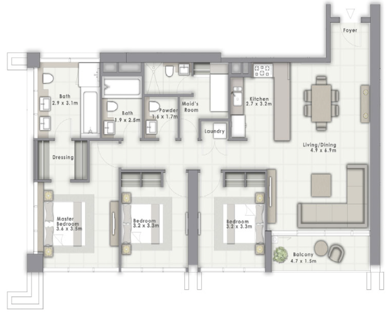 Квартира 143м² в FORTE, Дубай, ОАЭ № 59889