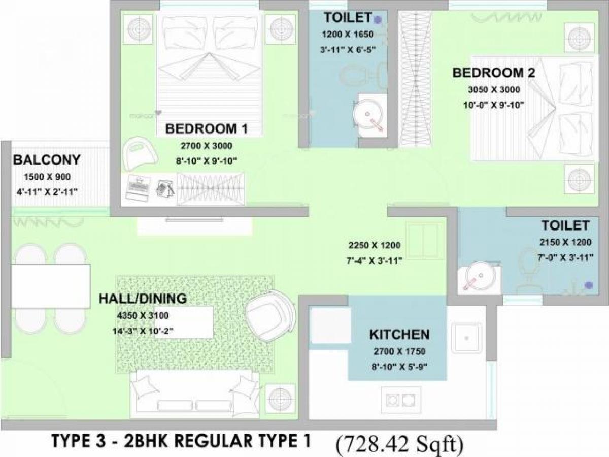 2 bedrooms House in Bangalore, India No. 43709