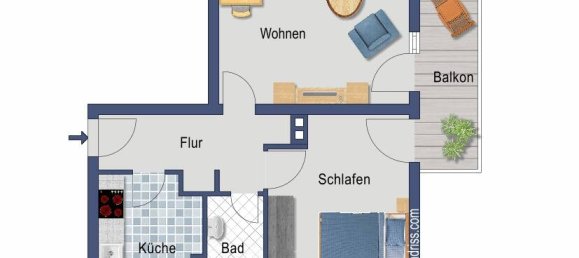 Квартира с 2 комнатами в Дуйсбург, Германия № 6531 3