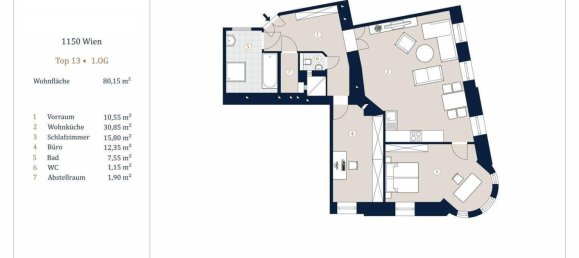 Apartamento de 3 divisões em Rudolfsheim-Funfhaus, Austria N.º 216239 13