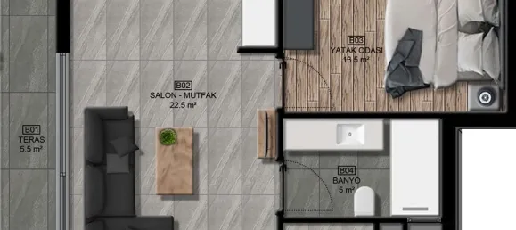 شقة 1+1 في Mugla, Turkey رقم 33521 19