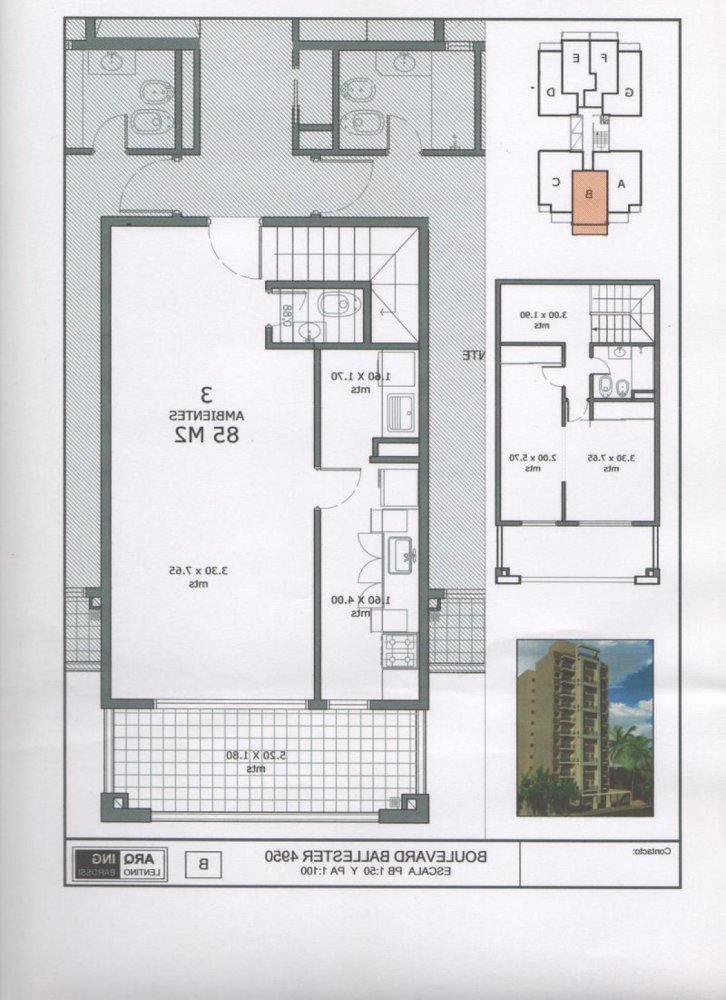 Apartamento T2 em General San Martin, Argentina N.º 20214