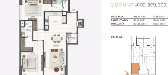 2 dormitorios apartamento en venta en Dubai, UAE № 184901 4