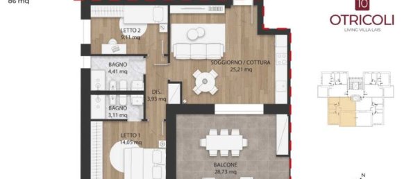 3 rooms Apartment in Rome, Italy No. 10087 21