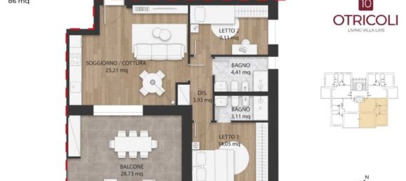 3 rooms Apartment in Rome, Italy No. 10087 16