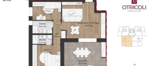 3 rooms Apartment in Rome, Italy No. 10087 14