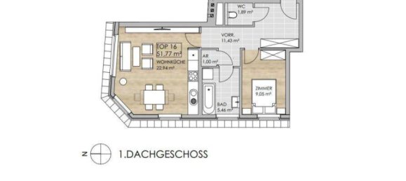 2 rooms Apartment in Hernals, Austria No. 55986 3