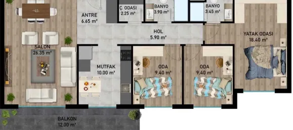 Wohnung 3+1 in Aksu, Turkey, Nr. 32819 4