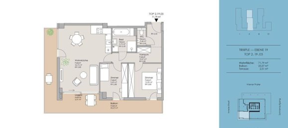 Квартира с 3 комнатами в Вена, Австрия № 159539 17