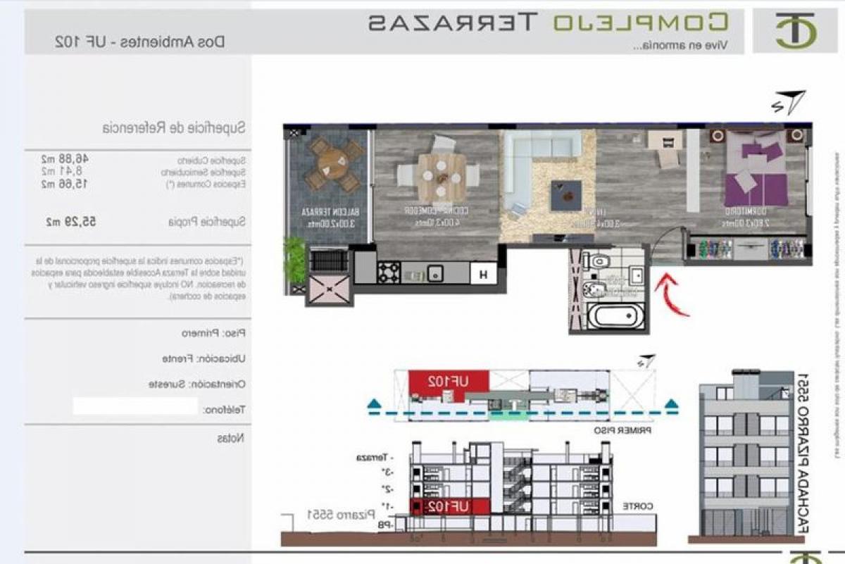 Студия в Буэнос-Айрес, Аргентина № 76366