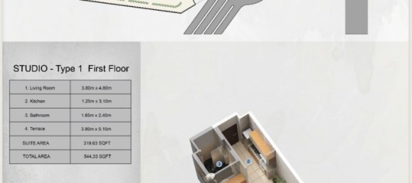 Apartamento de 1 dormitorio en AZIZI FARHAD, Dubai Healthcare City, UAE No. 60577 4