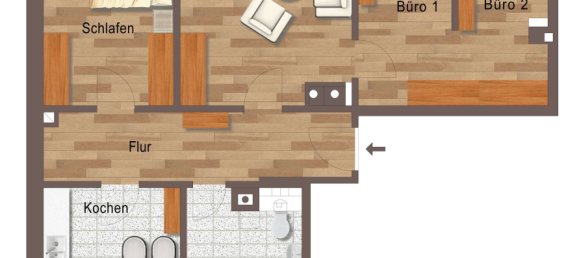 Квартира с 2 спальнями в Хемниц, Германия № 51883 8