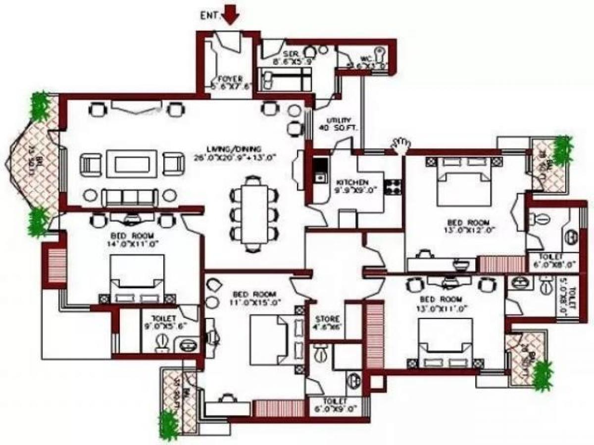 Casa de 4 dormitorios en Gurgaon, India No. 9593