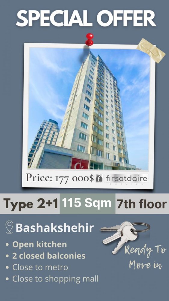3 rooms Apartment in Basaksehir, Turkey No. 10599