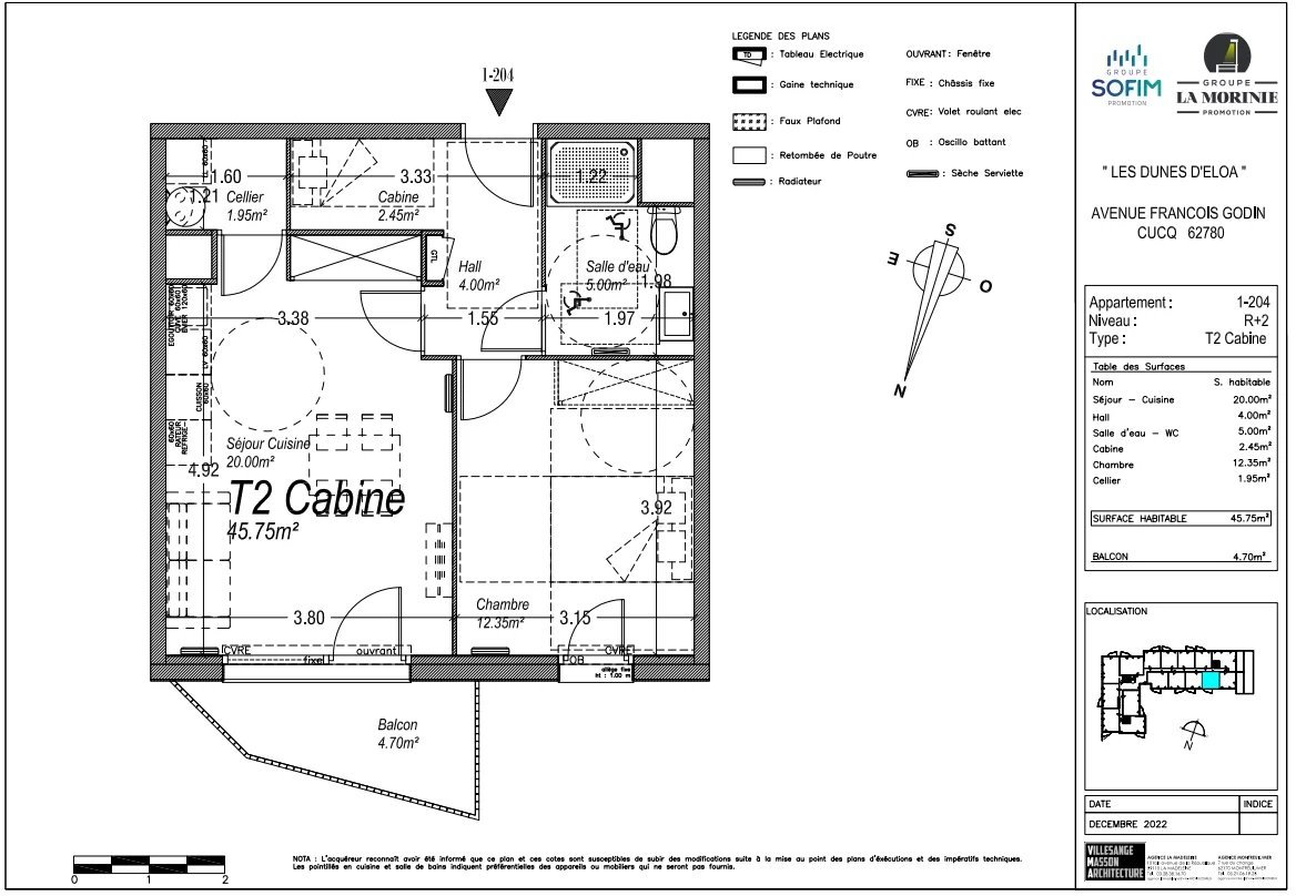 Apartamento de 2 dormitorios en Cucq, France No. 83309