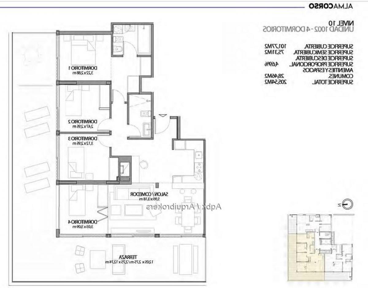 4 غرف نوم شقة في Montevideo, Uruguay رقم 3774