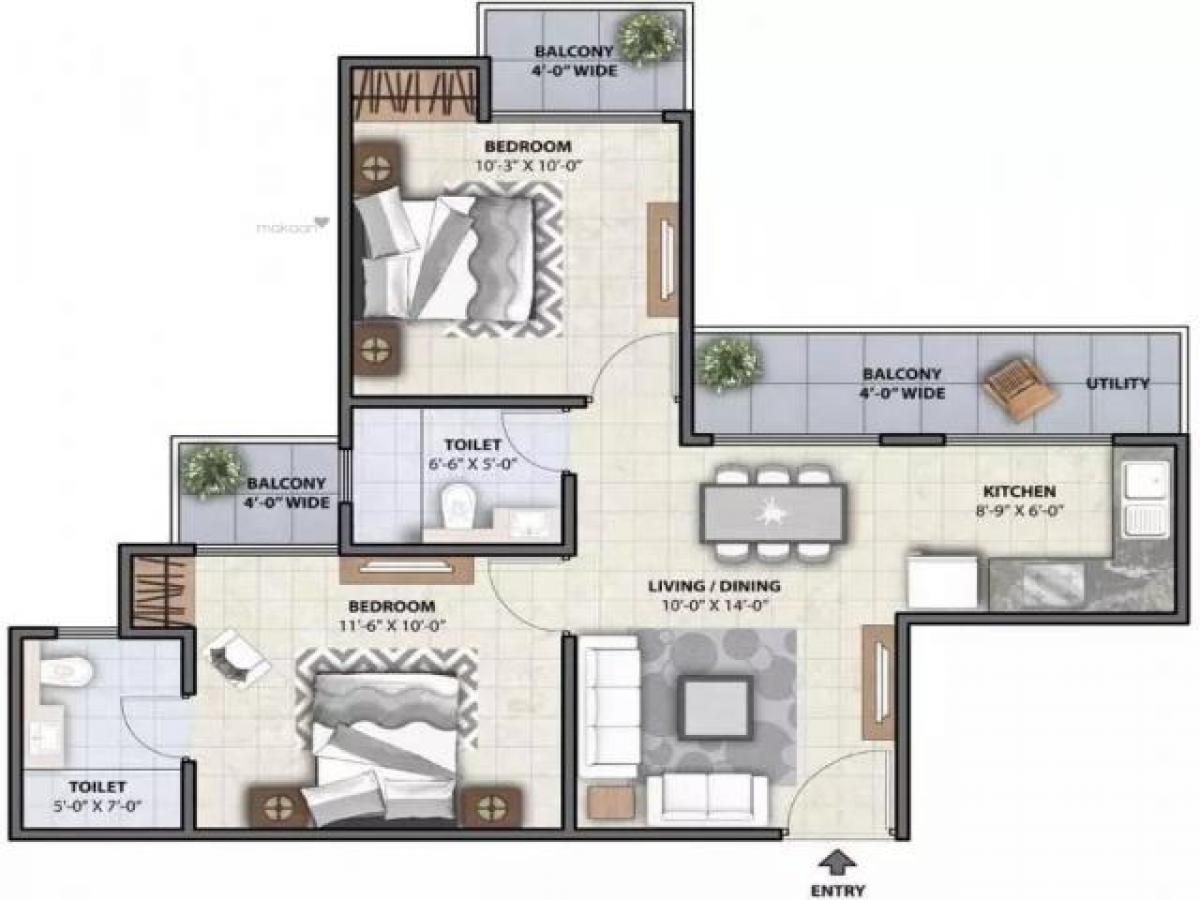 2 Schlafzimmer Haus in Noida, India, Nr. 67684