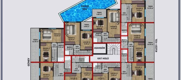 Wohnung 1+1 in Lara, Turkey, Nr. 10643 7