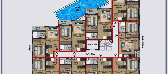 Wohnung 1+1 in Lara, Turkey, Nr. 10643 2