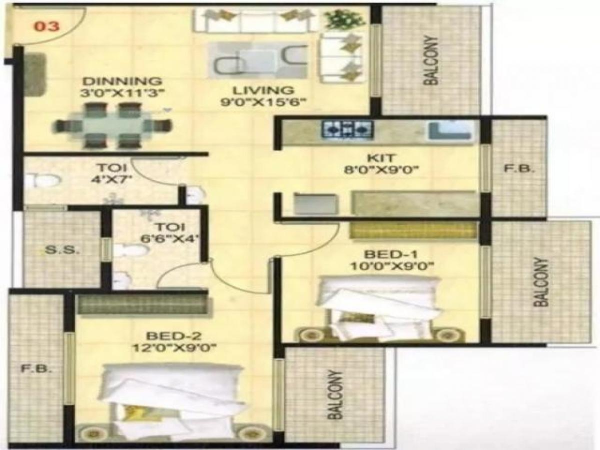 2 Schlafzimmer Haus in Mumbai, India, Nr. 55834