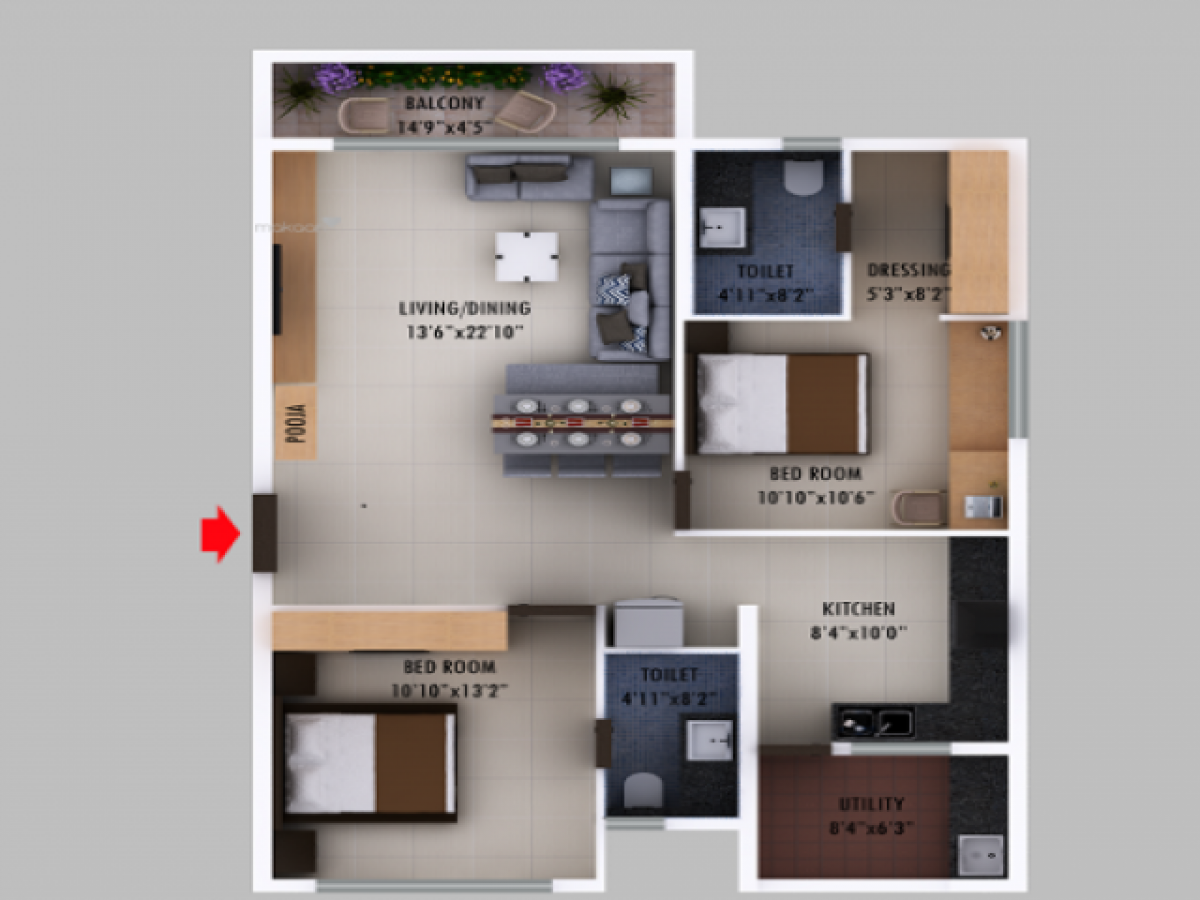 2 bedrooms House in Vijayawada, India No. 43686