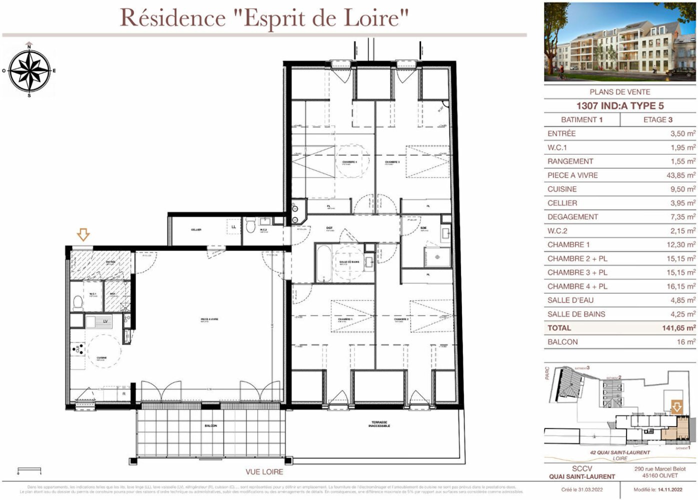 Квартира с 4 спальнями в Орлеан, Франция № 97337