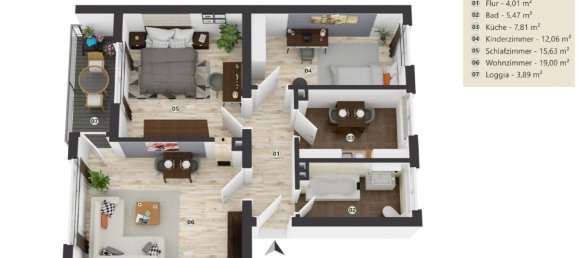 3-Zimmer Wohnung in Braunschweig, Germany, Nr. 61829 4