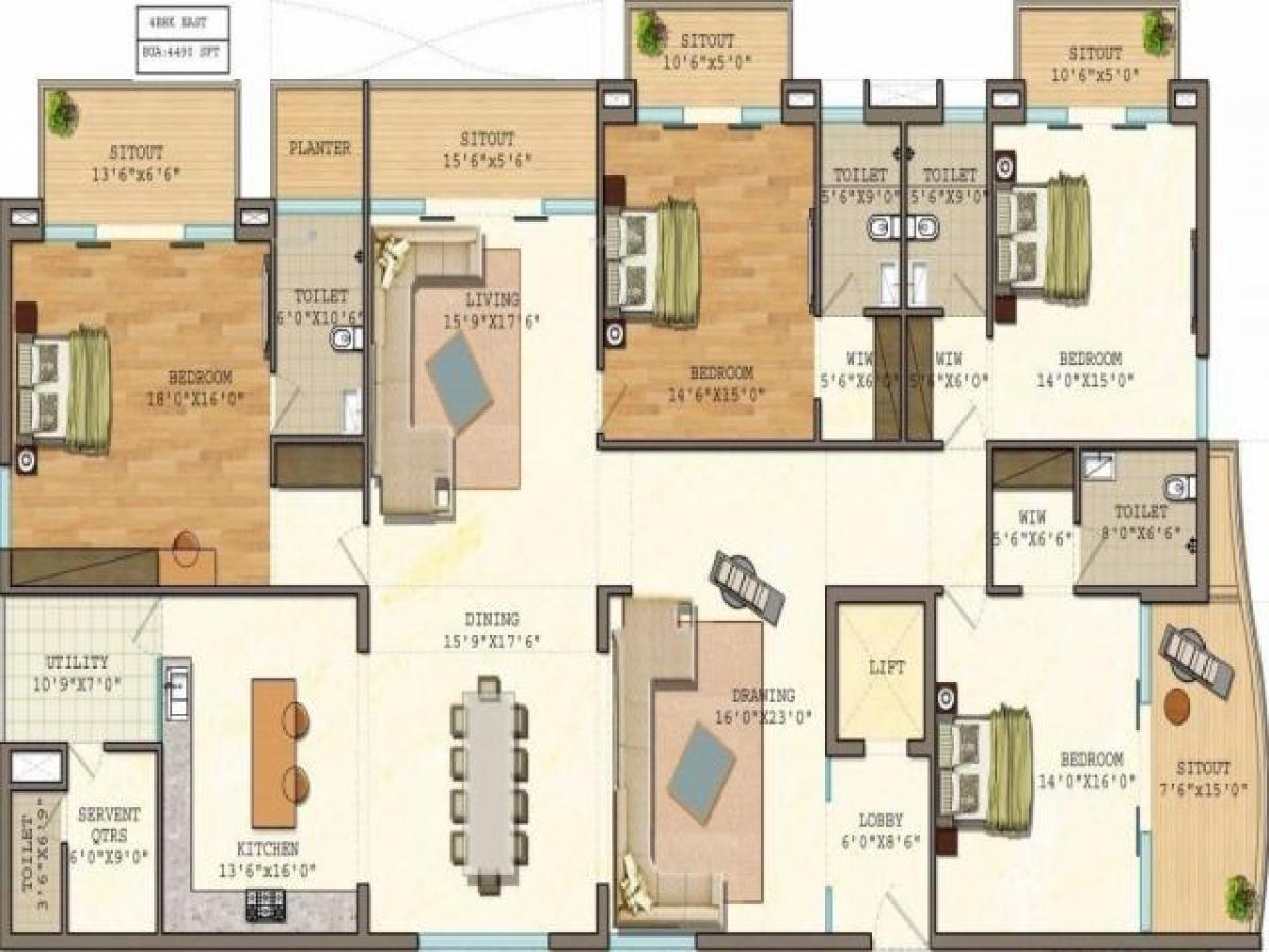 Дом с 4 спальнями в Хайдарабад, Индия № 44379