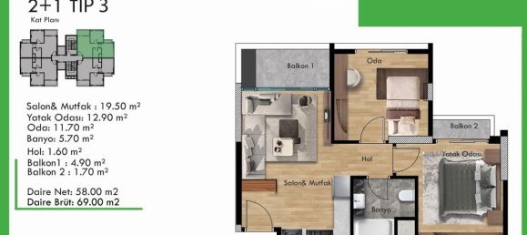 3 rooms Apartment in Mezitli, Turkey No. 30402 18